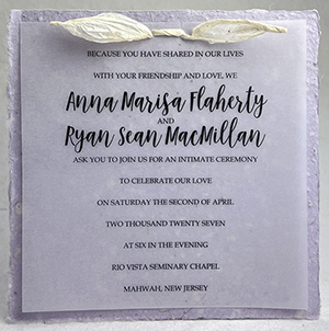 6x6 cotton invitation with sample print