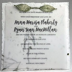 6x6 cotton invitation with sample print