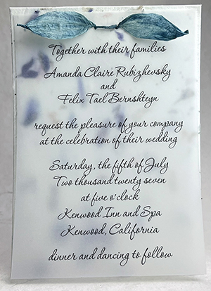 5x7 cotton invitation - printed example