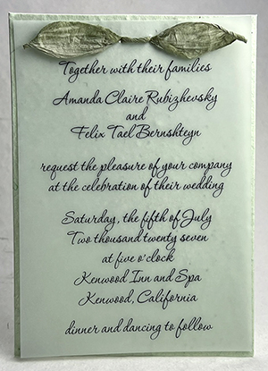 5x7 cotton invitation - printed example