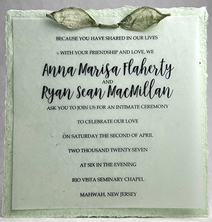 6x6 cotton invitation with sample print