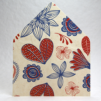 Handmade Paper Envelope Liner Danish Garden