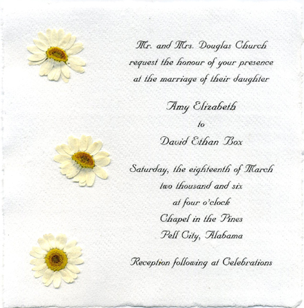 Cotton Handmade Flower Invitation, Daisy