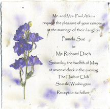 6x6 cotton panel invitation with print and flowers