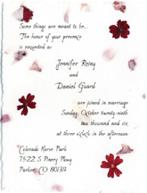 cotton paper invitation with pressed flower applique