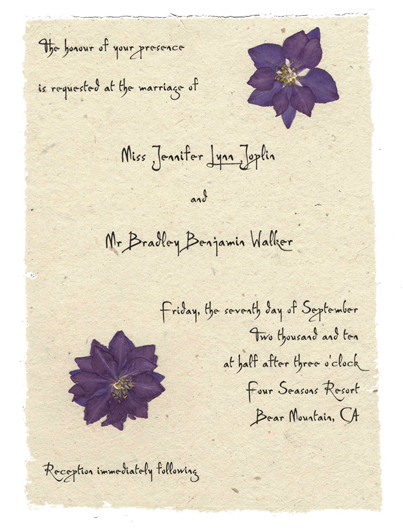 Lotka panel invitation, purple larkspur