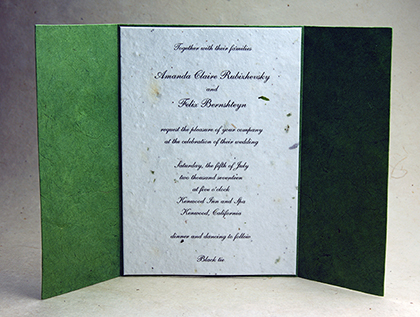 green wrap and invitation