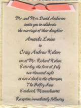 4.5" x 6" invitation with vellum and satin ribbon