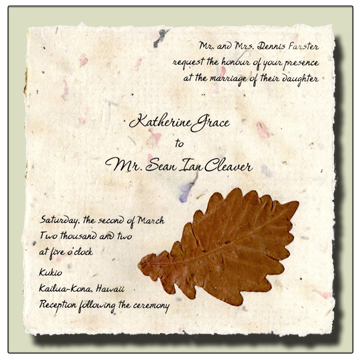 Oak Leaf Flowerseed Handmade Invitation