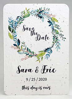 wreath print seed paper save the date 4 bar