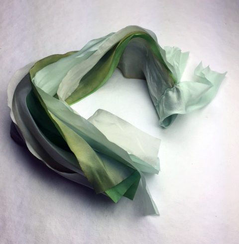 green silk ribbon bouquet cascade