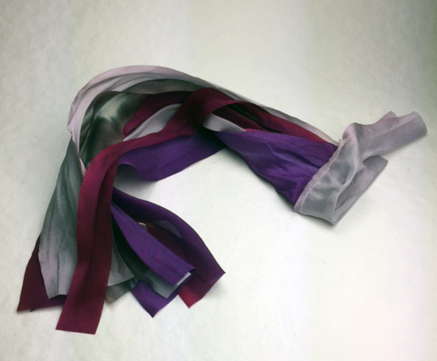 purple silk ribbon bouquet cascade