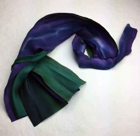purple green silk ribbon bouquet cascade