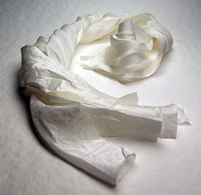 White silk ribbon bouquet cascade
