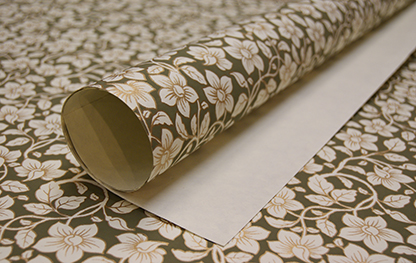 SHP1194 green and gold floral on cream handmade paper