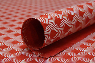 red fan lotka handmade paper